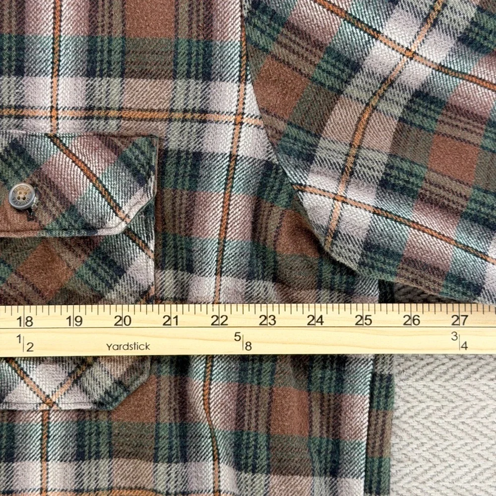 Dickies Mens 2XL Plaid Flannel Shirt Brown Green Long Sleeve Cotton Workwear